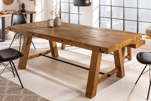 Massieve eettafel FINCA 165cm vintage bruin gerecycled, Huis en Inrichting, Tafels | Eettafels, Ophalen of Verzenden