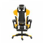 Herzberg HG-8083: Driekleurige Gaming- En Bureaustoel Geel, Huis en Inrichting, Nieuw, Bureaustoel, Gaming bureaustoel, Verzenden