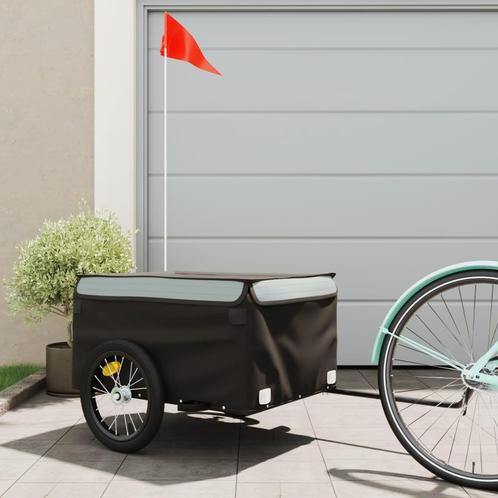 vidaXL Fietstrailer 45 kg ijzer zwart en grijs, Fietsen en Brommers, Fietsaccessoires | Aanhangers en Karren, Nieuw, Verzenden