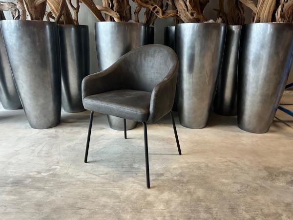 Veiling - Eetkamerstoel Bo (set van 4) Microleder - Antracie, Huis en Inrichting, Stoelen