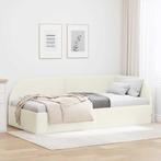 vidaXL Hoekbedframe met hoofdeinde Crème 100 x 200 cm, Verzenden, Nieuw, Crème, Stof
