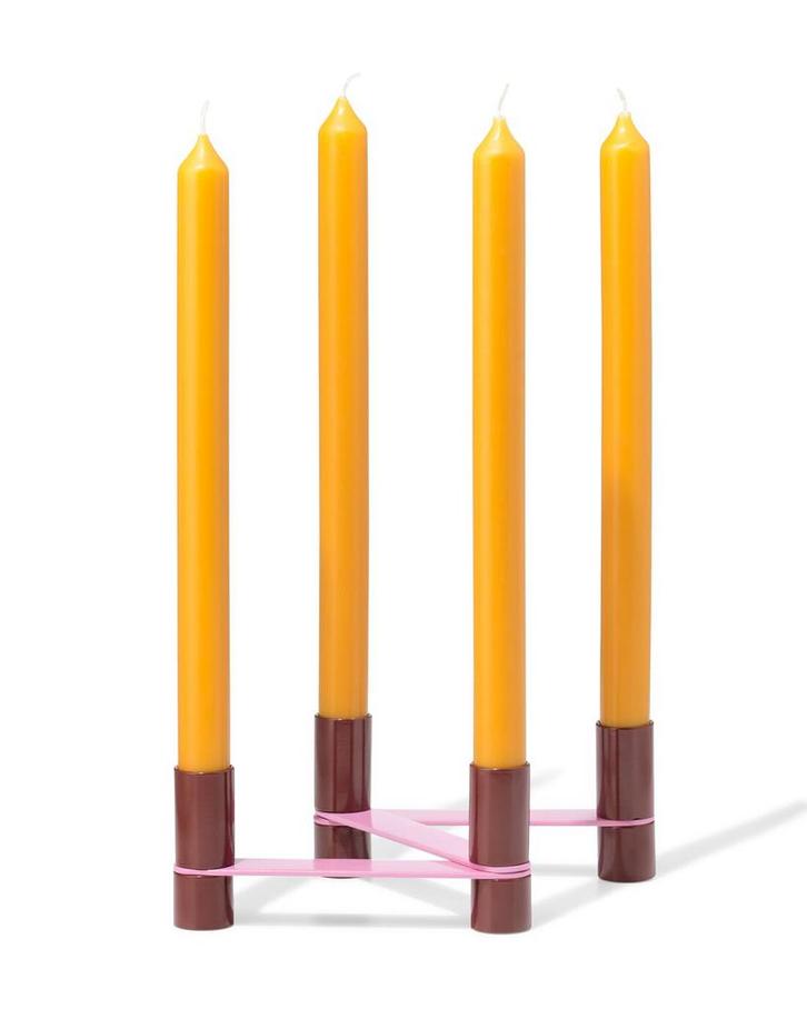 HEMA Kandelaar 15x7cm metaal zigzag bordeaux, Huis en Inrichting, Woonaccessoires | Kandelaars en Kaarsen, Nieuw, Verzenden