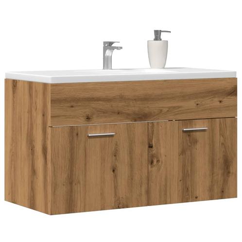 vidaXL Wastafelkast 90x38,5x46 cm bewerkt hout artisanaal, Huis en Inrichting, Badkamer | Badkamermeubels, Nieuw, Minder dan 100 cm