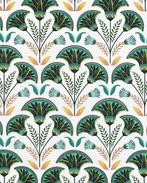 Cretonne Katoen Egyptische Bladeren Wit, Nieuw, Wit