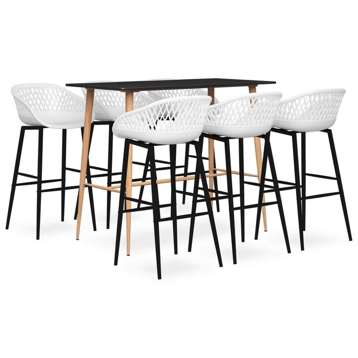 vidaXL 7-delige Barset zwart en wit, Huis en Inrichting, Complete eetkamers, Nieuw, Verzenden