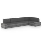 vidaXL 5-delige Loungeset met kussens poly rattan grijs, Verzenden, Nieuw, Rotan, Loungeset