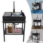 Vrijstaande Zwarte RVS Spoelbakset 60×45×86 cm, Huis en Inrichting, Badkamer | Badkamermeubels, Verzenden, Nieuw