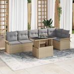 vidaXL Tuin Sofa Set met kussen 7 pcs Beige poly rattan, Tuin en Terras, Verzenden, Nieuw, Rotan