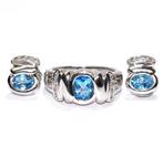 Oorbellen - 14 karaat Witgoud - 2.92ct. tw. Topaas - Diamant, Sieraden, Tassen en Uiterlijk, Oorbellen, Nieuw
