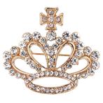 Fako Bijoux® - Broche - Kroon - Kristal - 43x39mm -, Sieraden, Tassen en Uiterlijk, Broches, Verzenden, Nieuw
