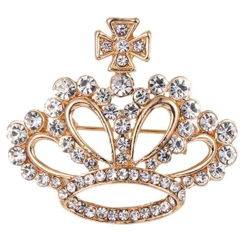 Fako Bijoux® - Broche - Kroon - Kristal - 43x39mm -, Sieraden, Tassen en Uiterlijk, Broches, Verzenden