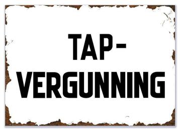 Wandbord Tap-vergunning, Tapvergunning, Tap vergunning beschikbaar voor biedingen