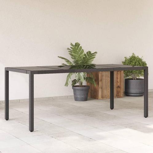 vidaXL Tuintafel met glazen blad 190x90x75 cm poly rattan, Tuin en Terras, Tuintafels, Nieuw, Verzenden