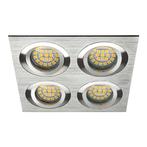 Inbouw 4x LED spot MR16 Aluminium Vierkant Armatuur, Huis en Inrichting, Lampen | Spots, Ophalen of Verzenden, Nieuw