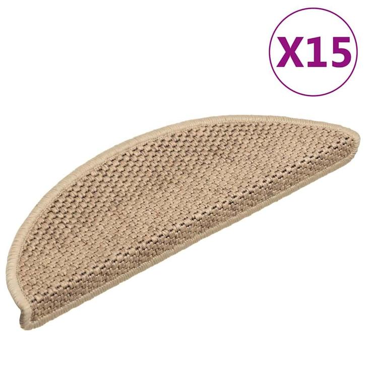 vidaXL Trapmatten zelfklevend 15 st sisal-look 56x17x3 cm, Doe-het-zelf en Verbouw, Ladders en Trappen, Nieuw, Verzenden