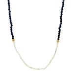 Saffier collier met parel en gouden sluiting 44.5 cm 14 krt, Ophalen of Verzenden, Nieuw