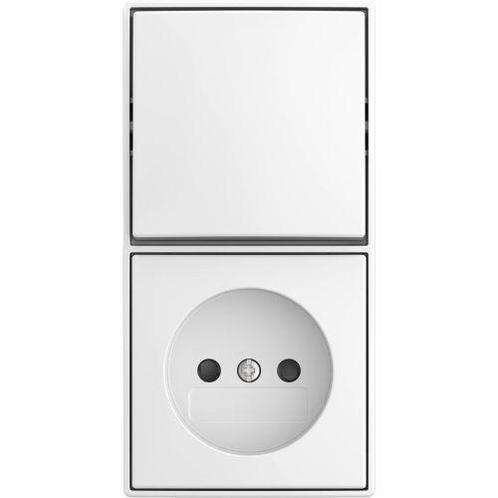 Busch Jaeger combinatie wisselschakelaar en wandcontactdoos, Doe-het-zelf en Verbouw, Elektra en Kabels, Nieuw, Ophalen of Verzenden