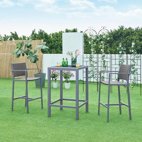 Tuinbarset Avise 3-delig bartafel met barkrukken antraciet e, Tuin en Terras, Tuinsets en Loungesets, Nieuw, Verzenden