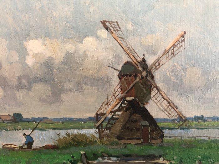 Jan Knikker (1889-1957) - Molen bij water, Antiek en Kunst, Kunst | Schilderijen | Klassiek