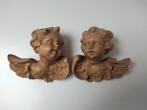 Snijwerk, Holzfiguren - zwei Putten Engelsköpfe - Paar -, Antiek en Kunst