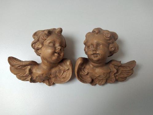 Snijwerk, Holzfiguren - zwei Putten Engelsköpfe - Paar -, Antiek en Kunst, Antiek | Boeken en Bijbels