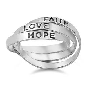 Zilveren 925 trinity Love Hope Faith ring, Sieraden, Tassen en Uiterlijk, Ringen, Nieuw, Verzenden