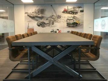 industriële robuuste vergadertafel ovale grote beton tafel