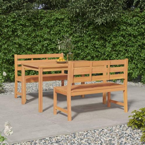 vidaXL 3-delige Tuinset massief teakhout, Tuin en Terras, Tuinsets en Loungesets, Tuinset, Nieuw, 4 zitplaatsen, Teakhout, Verzenden