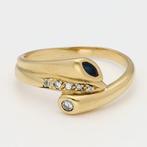 Ring - 18 karaat Geel goud Diamant (Natuurlijk) - Saffier, Sieraden, Tassen en Uiterlijk, Ringen, Nieuw
