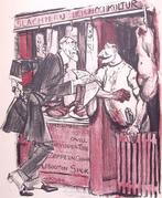 Wilhelm als slager in gesprek met Wilson op spotprent, Antiek en Kunst, Verzenden