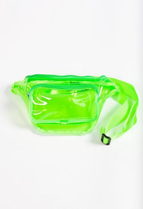 Transparante Heuptas Neon Groen Fanny Pack 2 Vakken Groen He, Sieraden, Tassen en Uiterlijk, Tassen | Damestassen, Overige typen