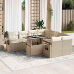 vidaXL 9-delige Loungeset met kussens poly rattan beige, Tuin en Terras, Tuinsets en Loungesets, Verzenden, Nieuw, Rotan, Loungeset