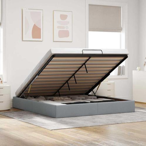 vidaXL Bedframe zonder matras 180x200 cm stof lichtgrijs, Huis en Inrichting, Slaapkamer | Bedden, 80 cm, 200 cm, Grijs, Eenpersoons