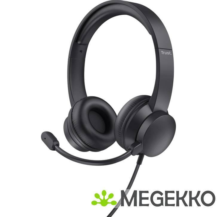 Trust HS-150 Headset Bedraad Zwart, Computers en Software, Headsets, Nieuw, Verzenden