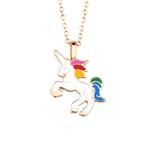 Fako Bijoux® - Ketting - Eenhoorn Regenboog - Goudkleurig, Verzenden, Nieuw