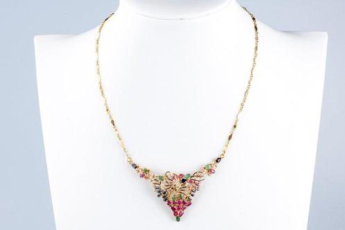 Halsketting - 18 karaat Roségoud - 7.62ct. tw. Robijn -, Sieraden, Tassen en Uiterlijk, Kettingen