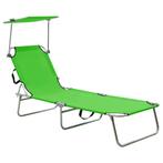 vidaXL Ligbed inklapbaar met luifel aluminium groen, Verzenden, Nieuw
