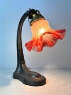 Lamp - Art Nouveau Franse tafellamp bloemenmotief - Brons,, Antiek en Kunst