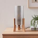 Tafellamp Joelleldsvin 30x14x14 cm E27 houtkleurig en zilver, Huis en Inrichting, Lampen | Tafellampen, Verzenden, Nieuw