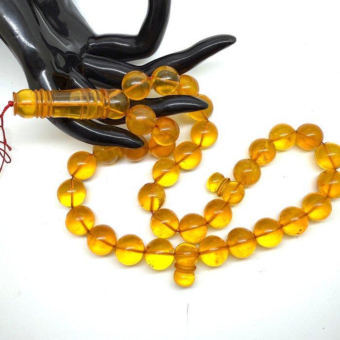 Baltisch amber tesbih gebedskralen rozenkrans, ronde kralen, Verzamelen, Mineralen en Fossielen