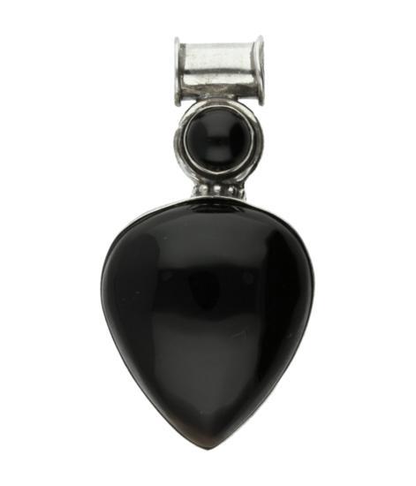 Zilveren zwarte Onyx edelsteen in hartvorm XL hanger, Sieraden, Tassen en Uiterlijk, Kettinghangers, Verzenden