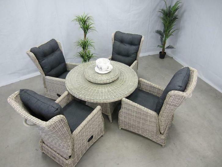 Te velde tuinset bombay ronde tafel + lazy susan, Tuin en Terras, Tuinsets en Loungesets, Tuinset, Nieuw, Wicker