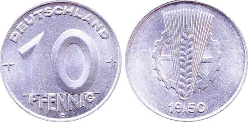 Duitsland 10 Pfennig Ddr 1950 E J1503 bfr / f prfr aluminium, Postzegels en Munten, Munten | Europa | Niet-Euromunten, Verzenden