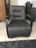 Leren fauteuil met stalen frame - grijs leer - Echt leer, In, Huis en Inrichting, Fauteuils, Nieuw, Ophalen of Verzenden, Industrieel