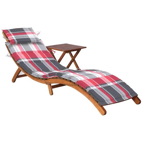vidaXL Ligbed met tafeltje en kussen massief acaciahout, Tuin en Terras, Ligbedden, Nieuw, Verzenden