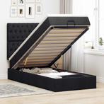 vidaXL Bed met matras 90x200 cm stof zwart, Huis en Inrichting, Slaapkamer | Bedden, 90 cm, Eenpersoons, Verzenden, Zwart