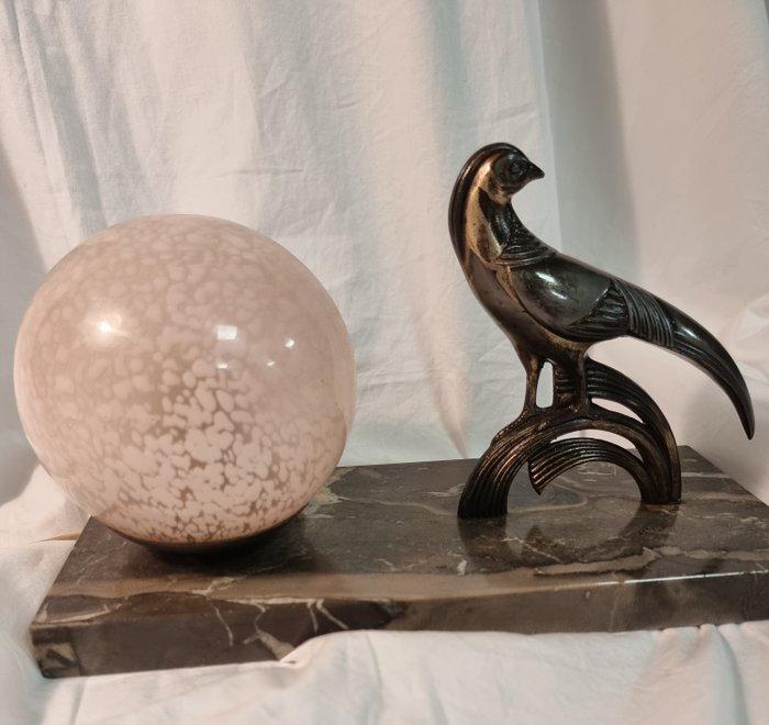 Lamp - Brons, Marmer - Brons met marmeren plaat, Antiek en Kunst, Kunst | Designobjecten