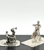 No reserve-Twee handgemaakte zilveren miniaturen Velocipede