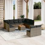 vidaXL 12-delige Loungeset met kussens poly rattan grijs, 2 zitplaatsen, Nieuw, Loungeset, Verzenden