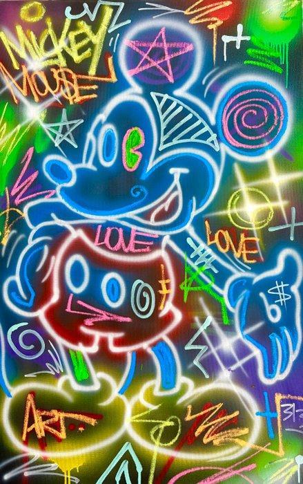 Outside313 - Mickey Mouse - Art Love - Neon black edition, Antiek en Kunst, Kunst | Schilderijen | Modern
